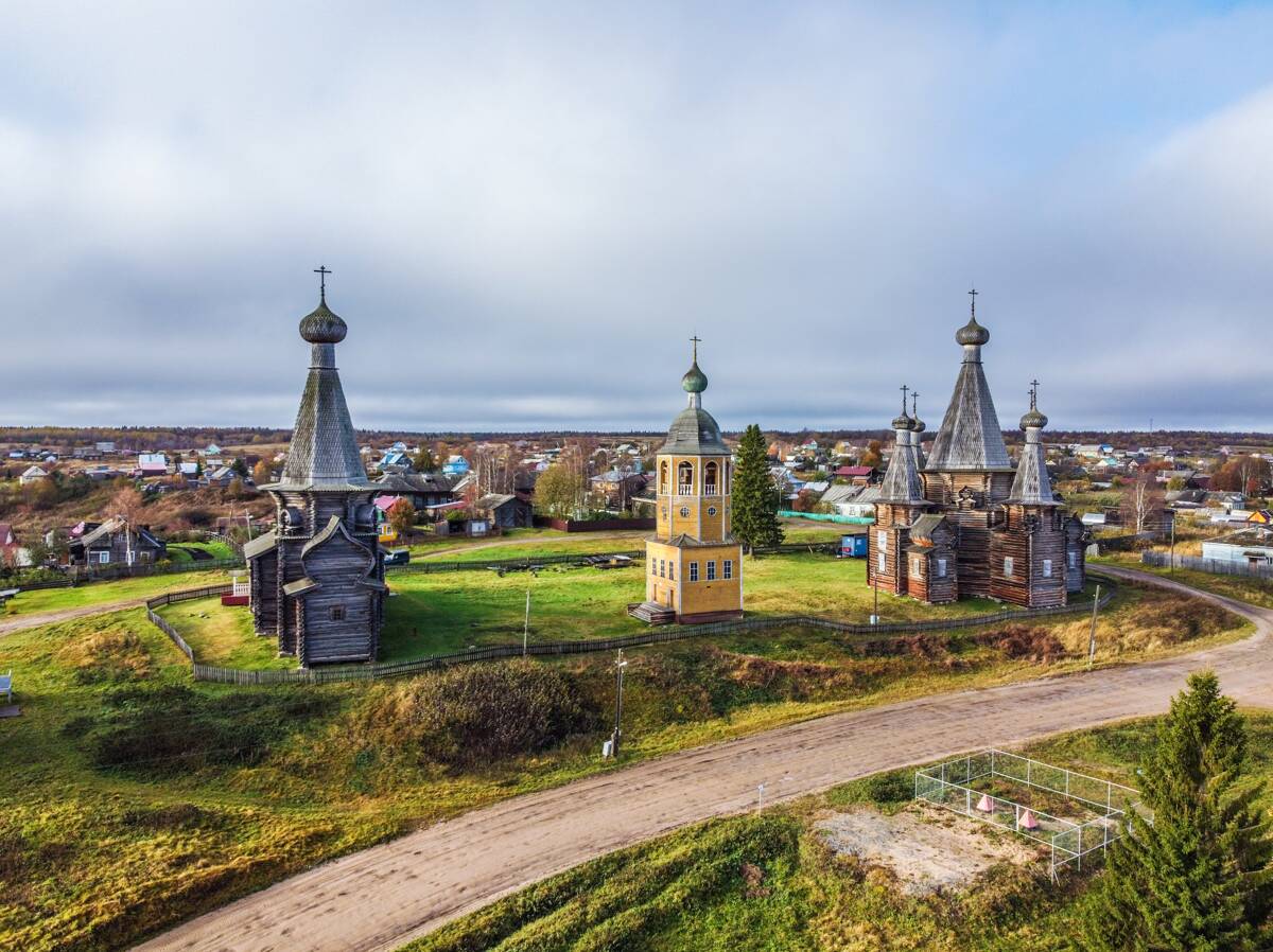Храмовый комплекс Нёнокоцкого погоста, Нёнокса (Северодвинск, город, Архангельская область). общий вид в ландшафте