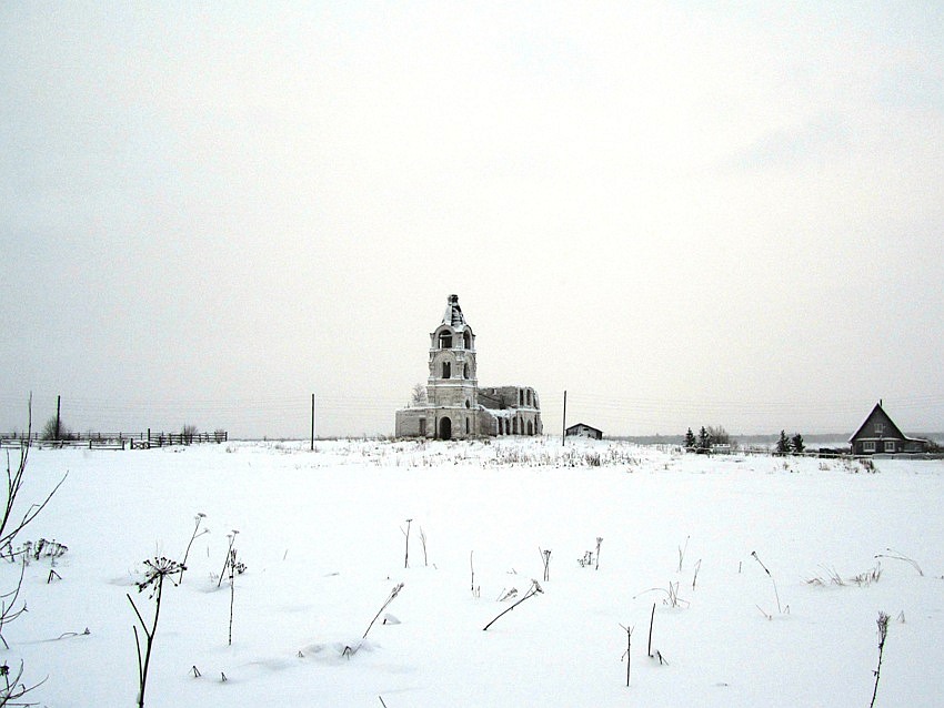 Церковь Сергия Радонежского, Смольниковская (Курья) (Холмогорский район, Архангельская область). общий вид в ландшафте