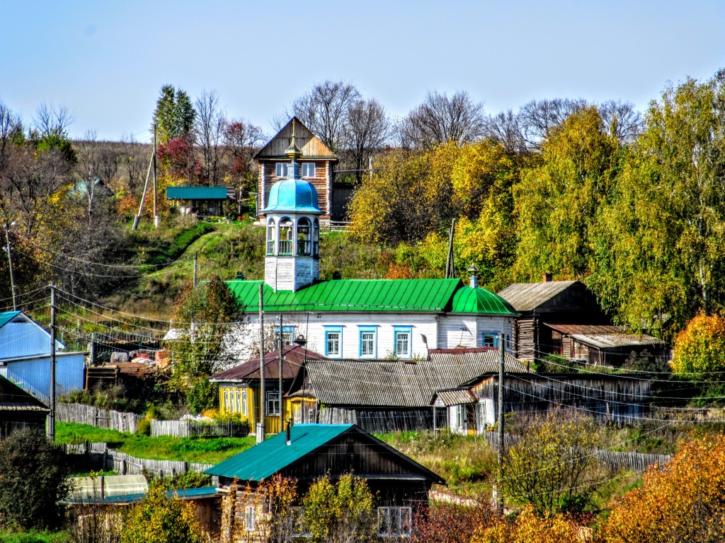 Церковь Сошествия Святого Духа, Заспалово (Кунгурский район и г. Кунгур, Пермский край). общий вид в ландшафте