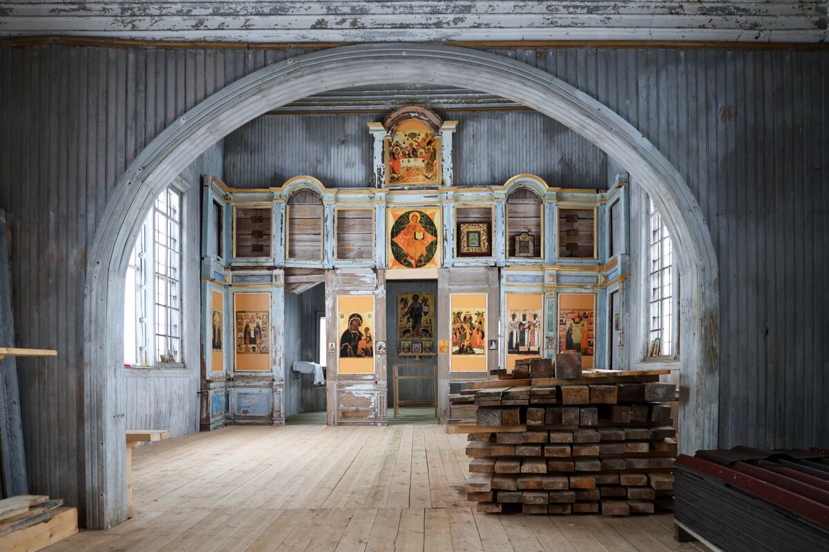 Церковь Трёх Святителей, Кадь (Приморский район, Архангельская область). интерьер и убранство
