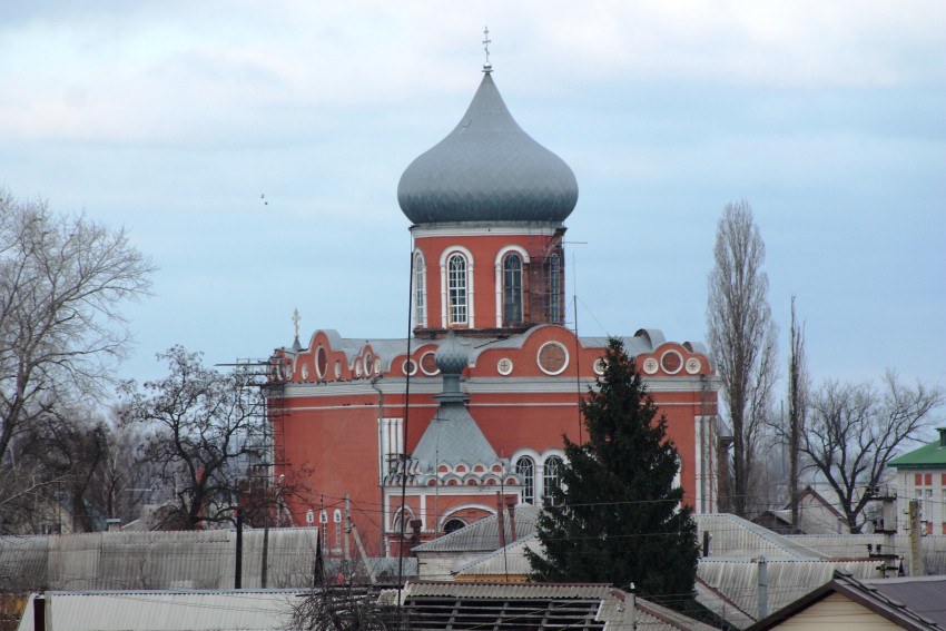 Церковь Казанской иконы Божией Матери, Давыдовка (Лискинский район, Воронежская область). общий вид в ландшафте, Вид с ж/д станции Давыдовка