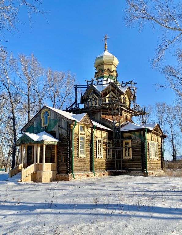 Церковь Ольги равноапостольной, Ольгино (Уярский район, Красноярский край). документальные фотографии, Реставрируется