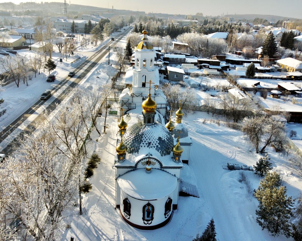 Церковь Сергия Радонежского, Бородино (Бородино, город, Красноярский край). общий вид в ландшафте, Вид с запада