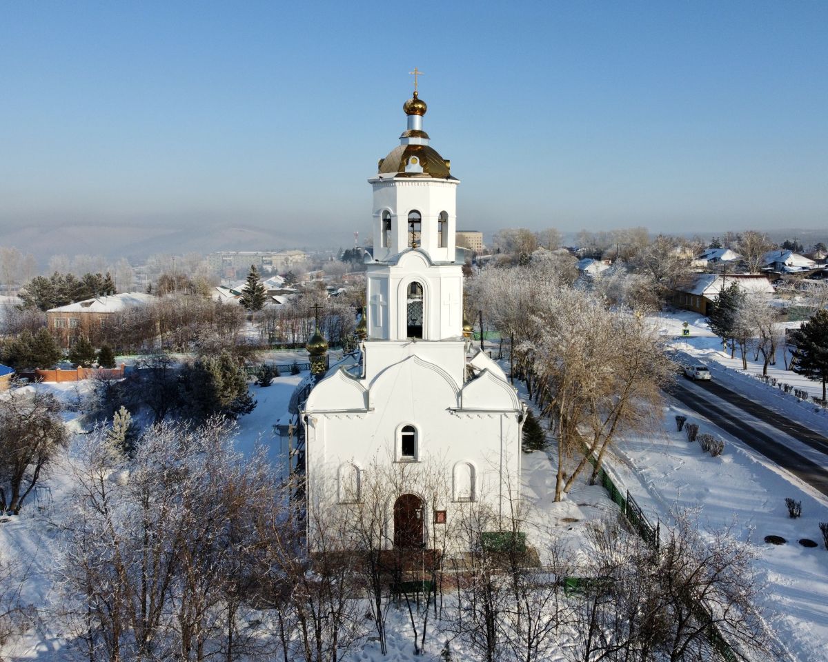 Церковь Сергия Радонежского, Бородино (Бородино, город, Красноярский край). общий вид в ландшафте, Вид с запада