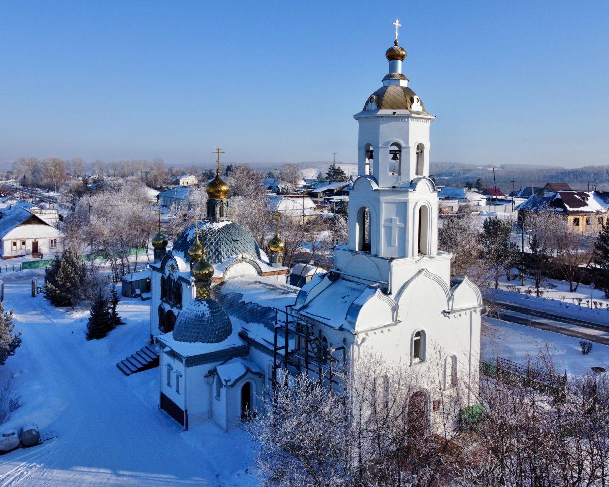 Церковь Сергия Радонежского, Бородино (Бородино, город, Красноярский край). общий вид в ландшафте, Вид с СЗ