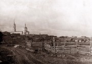 Церковь Успения Пресвятой Богородицы, Фотография села и Успенского храма, выполненная в нач. ХХ века.<br>, Помоздино, Усть-Куломский район, Республика Коми