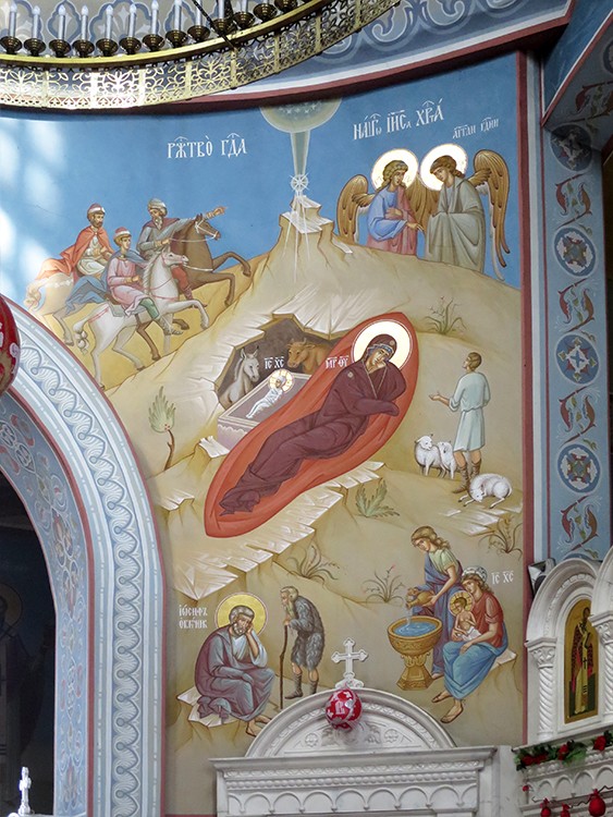 Церковь Иосифа Волоцкого, Развилка (Ленинский городской округ, Московская область). интерьер и убранство, Фрагмент росписи храма