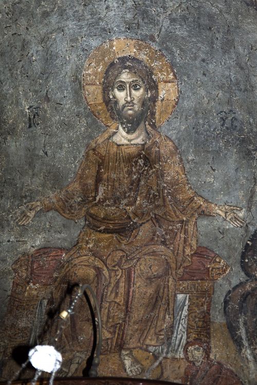 Панагия Халкеон (Богородица медников), Салоники (Θεσσαλονίκη) (Центральная Македония, Греция). интерьер и убранство, фреска нартекса. Христос Судия. XIV в.