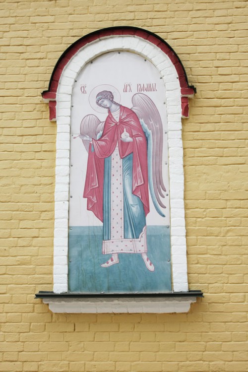 Кольцово. Церковь Николая Чудотворца. архитектурные детали, наружная икона на апсиде