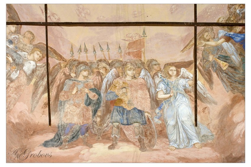 Бедарево. Церковь Илии Пророка. интерьер и убранство, фрагмент росписи свода храма