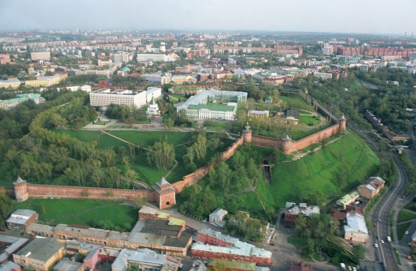 Кремль, Нижегородский район (Нижний Новгород, город, Нижегородская область). фасады, Вид с вертолёта