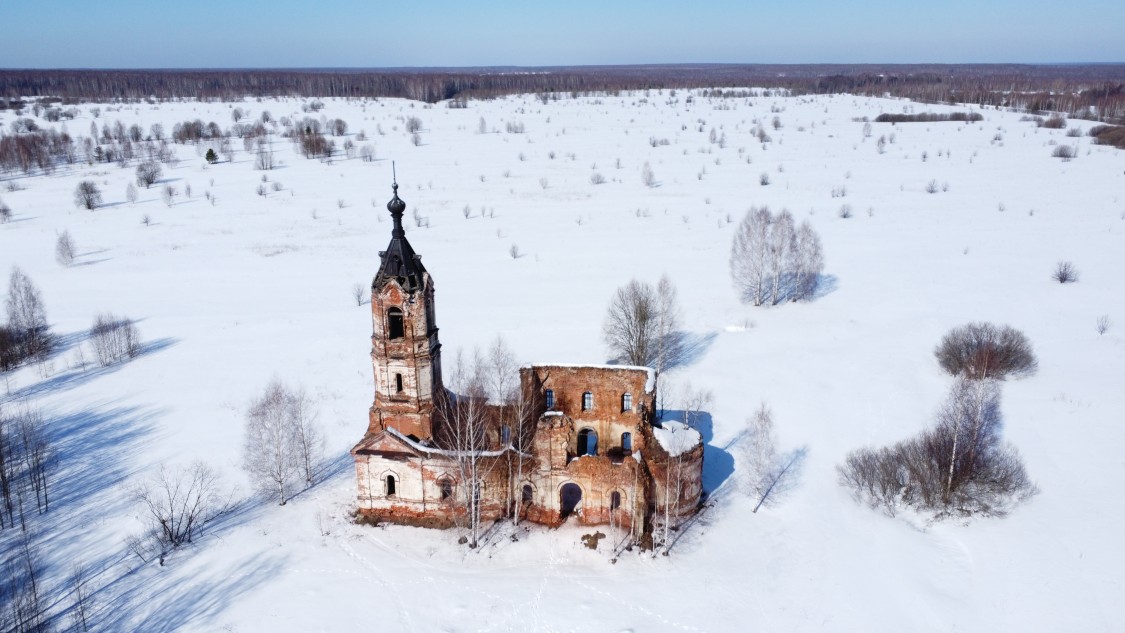 Каркалей. Церковь Казанской иконы Божией Матери. общий вид в ландшафте