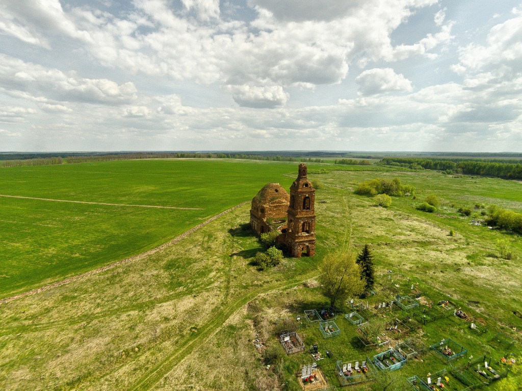 Церковь Воскресения Христова, Новое Киркино (Михайловский район, Рязанская область). общий вид в ландшафте