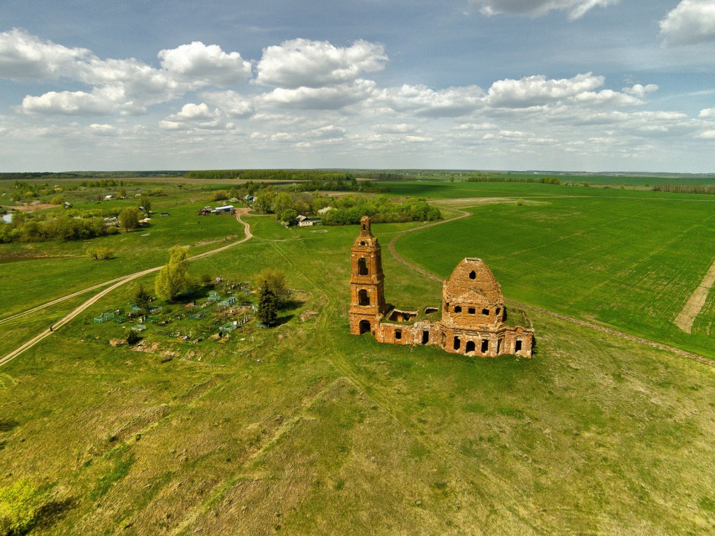 Церковь Воскресения Христова, Новое Киркино (Михайловский район, Рязанская область). общий вид в ландшафте