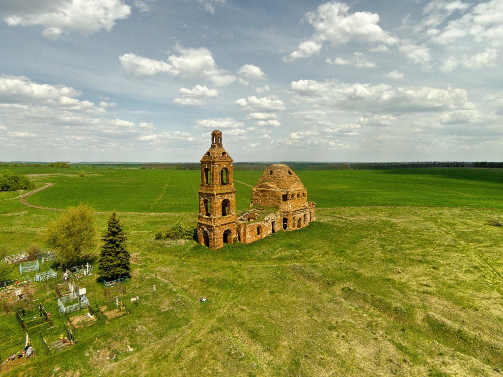 Церковь Воскресения Христова, Новое Киркино (Михайловский район, Рязанская область). общий вид в ландшафте