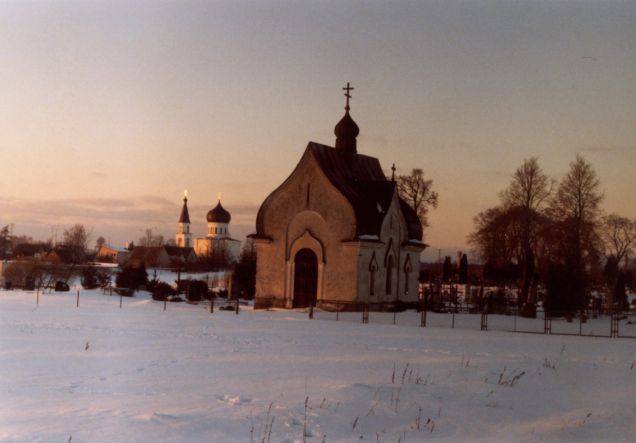 Вевис (Vievis). Церковь Всех Святых, в земле Российской просиявших. общий вид в ландшафте