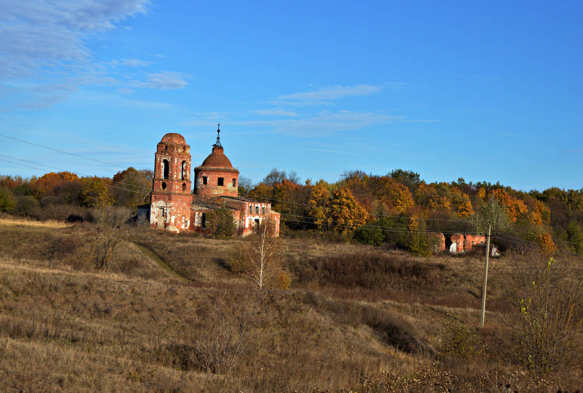 Церковь Троицы Живоначальной, Крутое (Елецкий район и г. Елец, Липецкая область). общий вид в ландшафте
