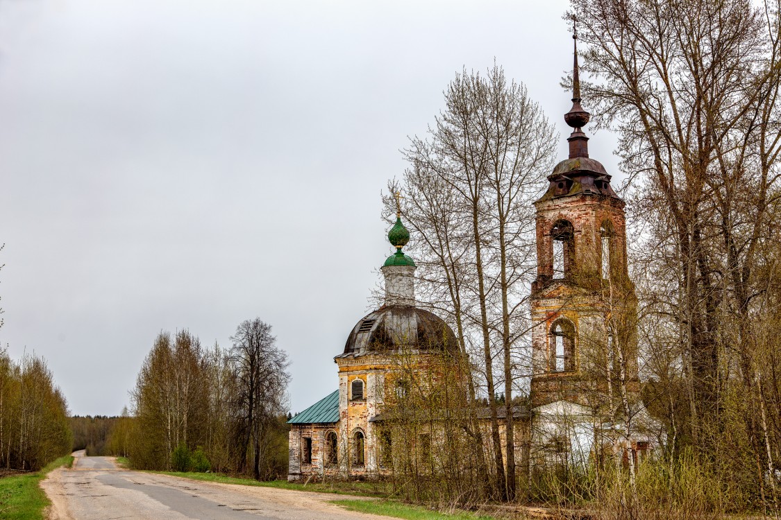 Павлухино. Церковь Троицы Живоначальной. общий вид в ландшафте