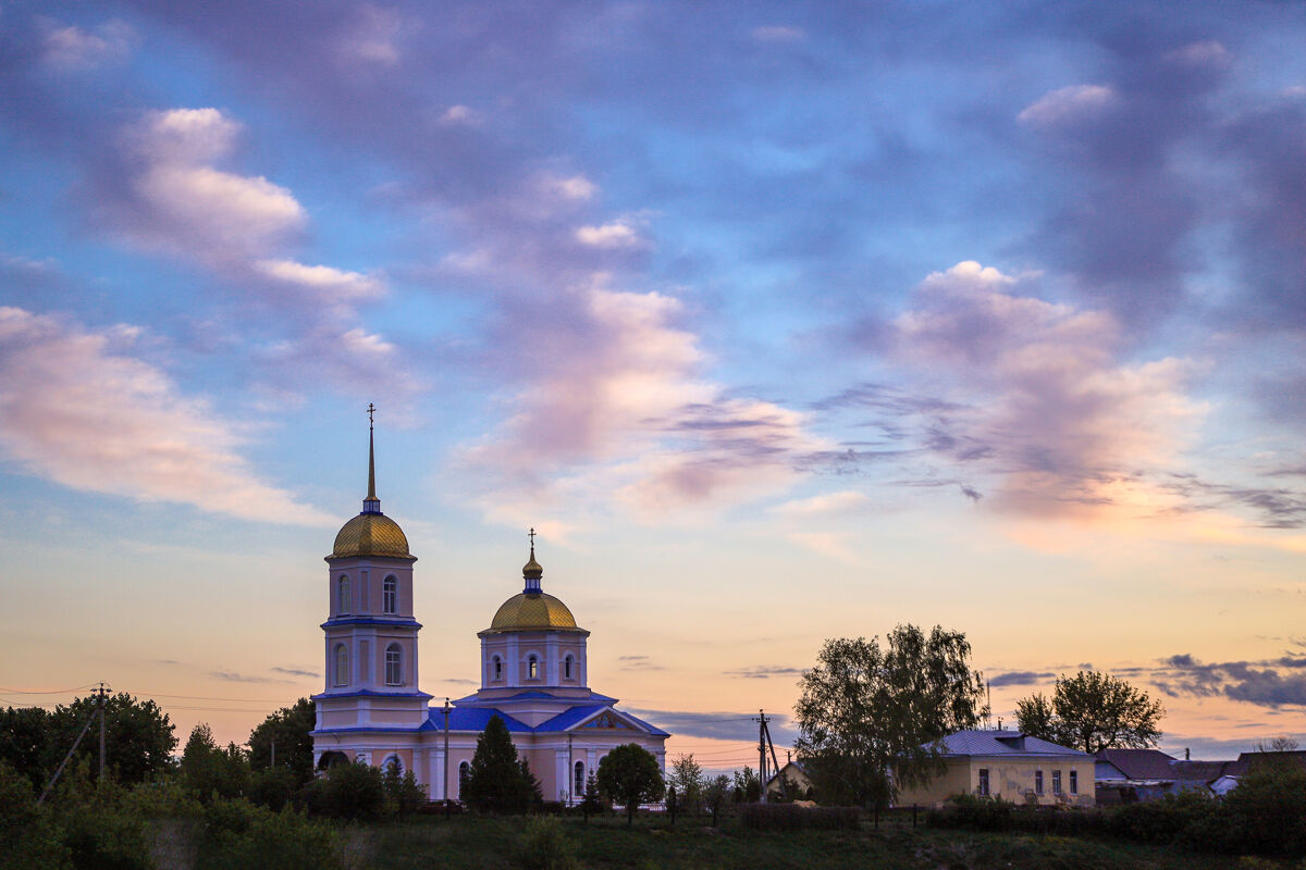 Церковь Рождества Пресвятой Богородицы, Ленино (Романово) (Липецкий район, Липецкая область). художественные фотографии, рассвет