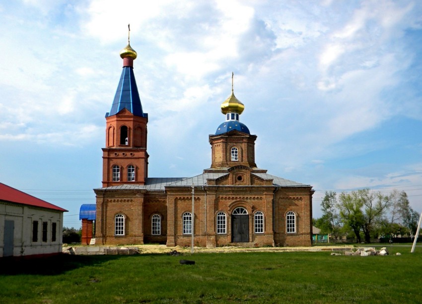 Церковь Тихвинской иконы Божией Матери, Бараново (Горшеченский район, Курская область). общий вид в ландшафте