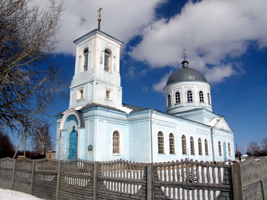 Елецкая Лозовка. Церковь Введения во храм Пресвятой Богородицы. общий вид в ландшафте