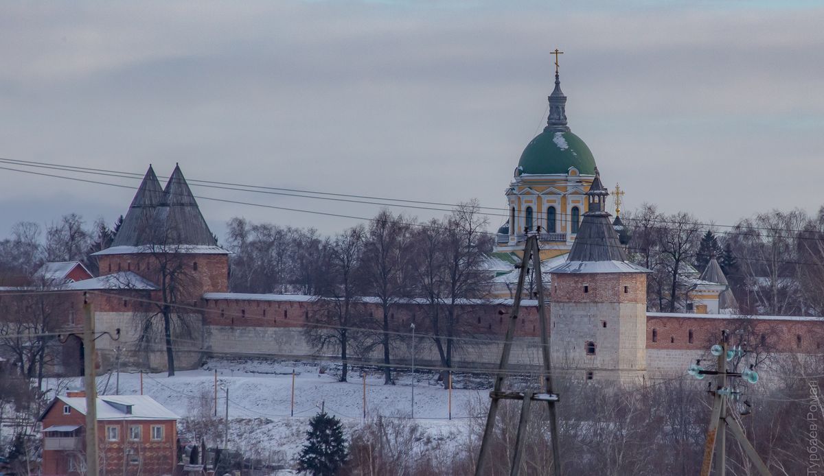 Вид с юго-запада, Никольские ворота, Караульная башня и церковь Иоанна Предтечи, фасады. Кремль, Зарайск (Зарайский городской округ, Московская область)