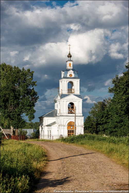Колягино. Церковь Димитрия Солунского. общий вид в ландшафте, Общий вид