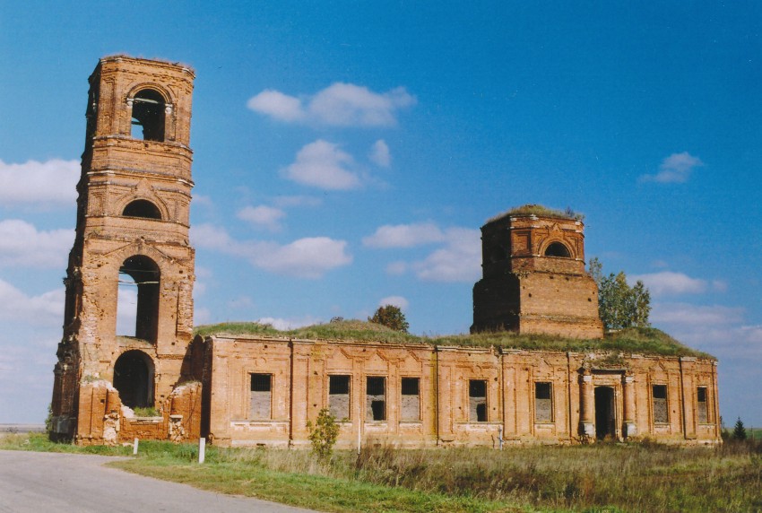 Мшанка. Церковь Космы и Дамиана. общий вид в ландшафте