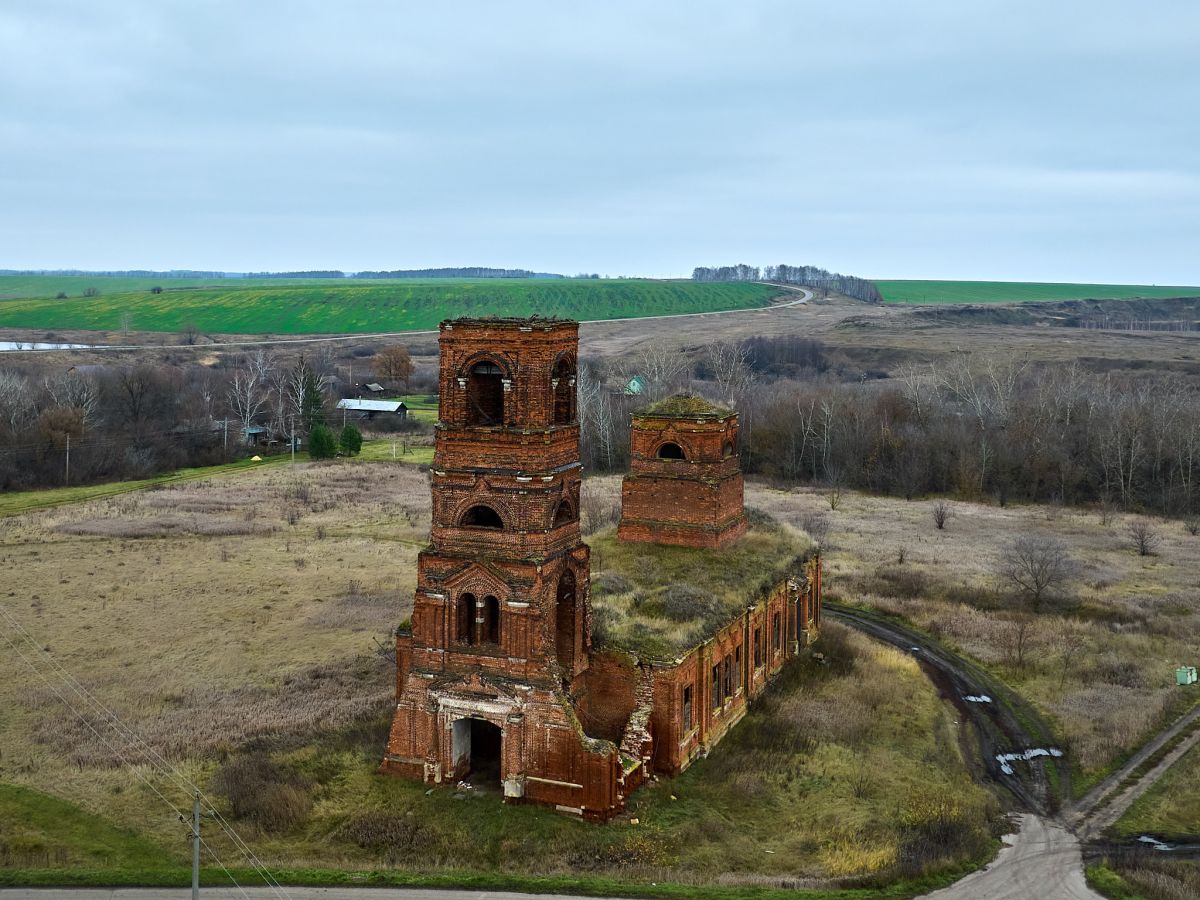 Церковь Космы и Дамиана, Мшанка (Скопинский район и г. Скопин, Рязанская область). общий вид в ландшафте