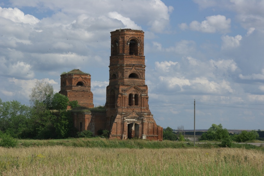 Мшанка. Церковь Космы и Дамиана. общий вид в ландшафте