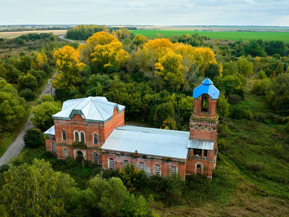 Церковь Димитрия Солунского, Хворощевка (Скопинский район и г. Скопин, Рязанская область). общий вид в ландшафте