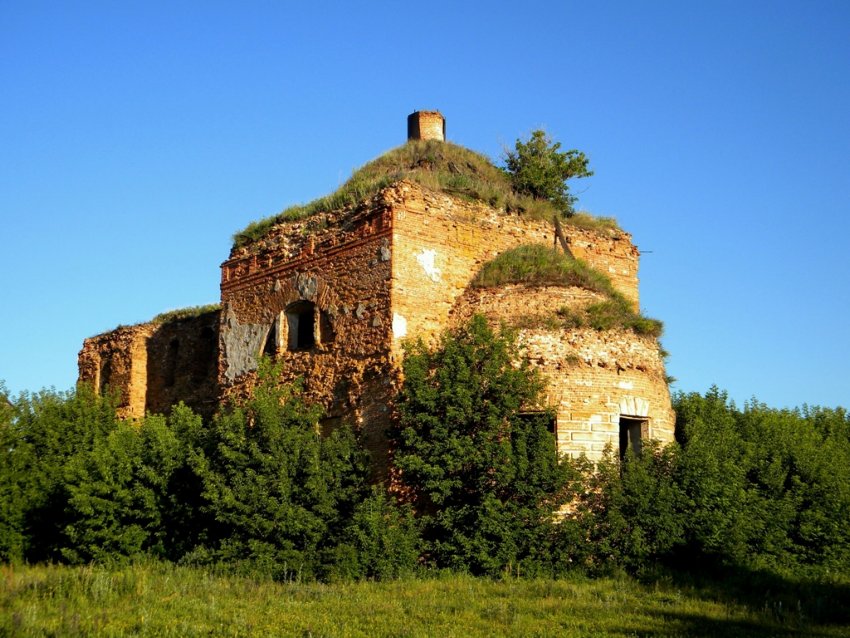 Церковь Преображения Господня, Кондратовка (Беловский район, Курская область). общий вид в ландшафте