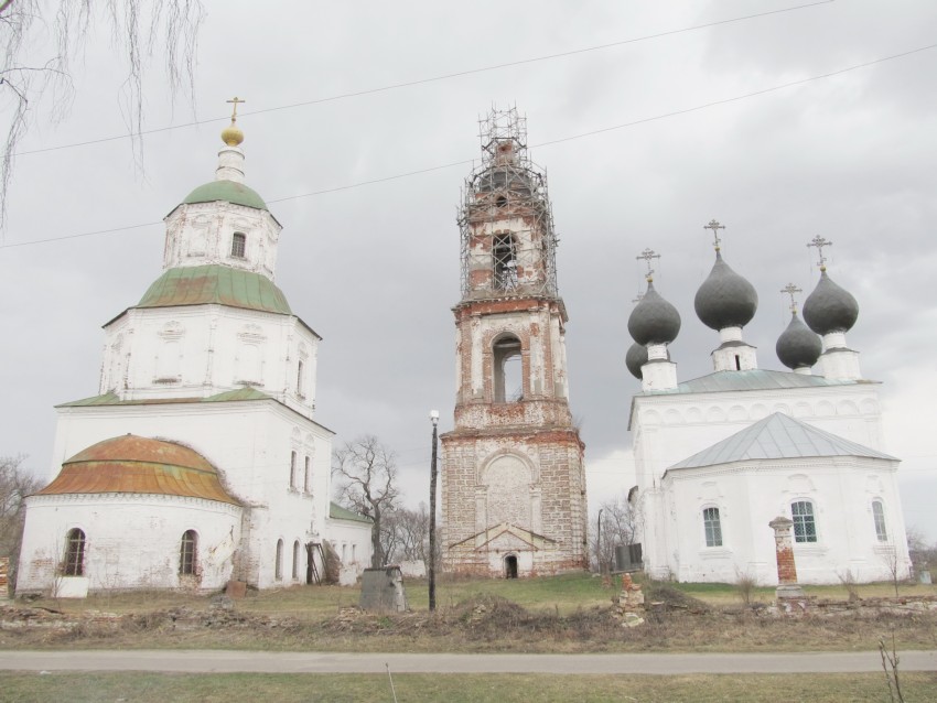 Николо-Погост. Храмовый комплекс. Церкви Спаса Преображения и Владимирской иконы Божией Матери. общий вид в ландшафте