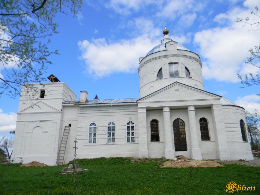 Афанасово. Церковь Михаила Архангела. общий вид в ландшафте