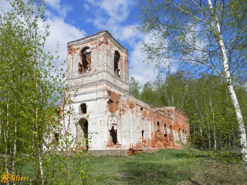 Жуковицы. Церковь Петра и Павла. общий вид в ландшафте