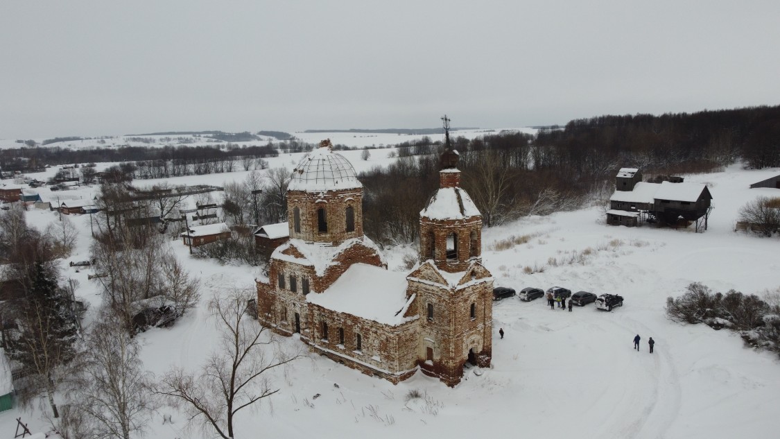 Церковь Преображения Господня, Масловка (Спасский район, Нижегородская область). общий вид в ландшафте