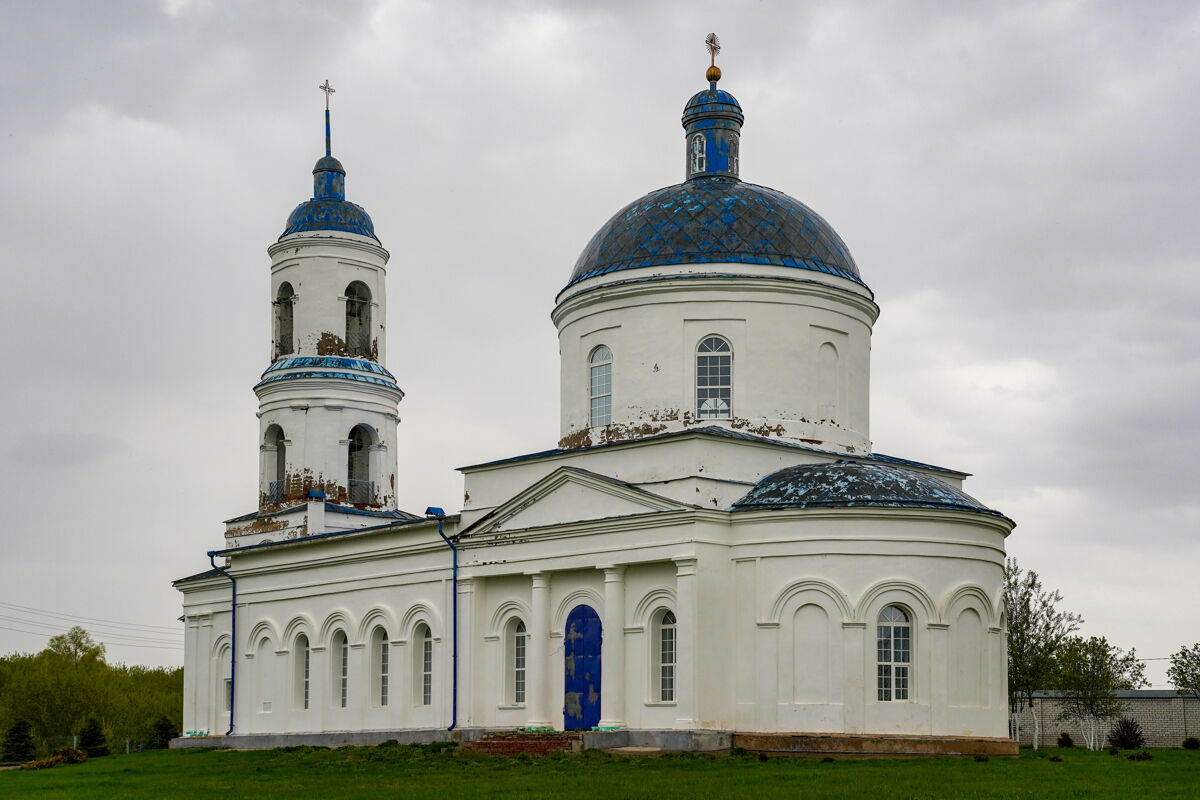 Церковь Казанской иконы Божией Матери, Новая Анзирка (Елабужский район, Республика Татарстан). общий вид в ландшафте
