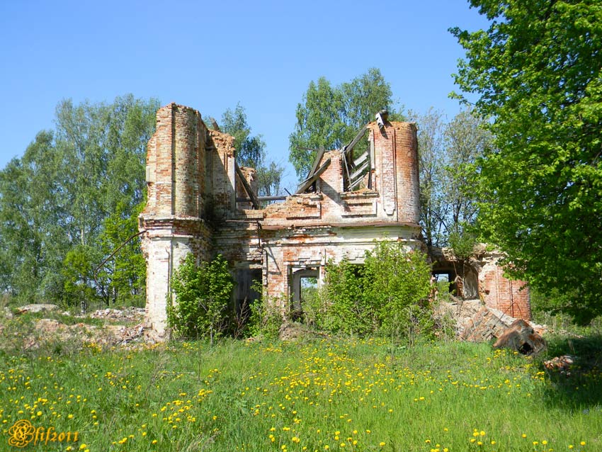 Комарово. Церковь Воскресения Словущего. общий вид в ландшафте