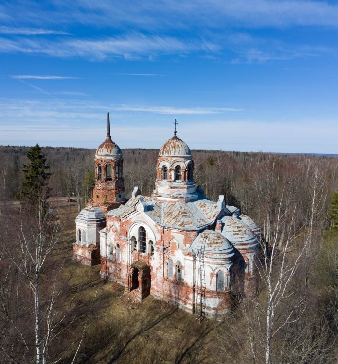 Церковь Троицы Живоначальной, Язвищи (Окуловский район, Новгородская область). общий вид в ландшафте
