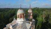 Церковь Троицы Живоначальной, аэросъемка, обзор вид сверху<br>, Язвищи, Окуловский район, Новгородская область