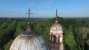 Церковь Троицы Живоначальной, аэросъемка, обзор вид сверху<br>, Язвищи, Окуловский район, Новгородская область