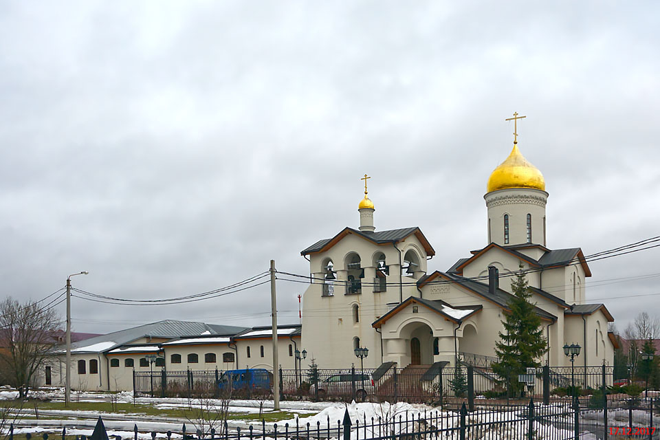 Церковь Явления Пресвятой Богородицы Сергию и Михею Радонежским при детском доме для слепоглухих детей, Сергиев Посад (Сергиево-Посадский городской округ, Московская область). общий вид в ландшафте