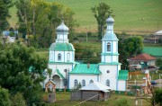 Церковь Богоявления Господня (старая), Вид с горы, северный фасад.<br>, Прислониха, Карсунский район, Ульяновская область