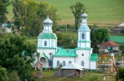 Церковь Богоявления Господня (утраченная), Вид с горы, северный фасад.<br>, Прислониха, Карсунский район, Ульяновская область