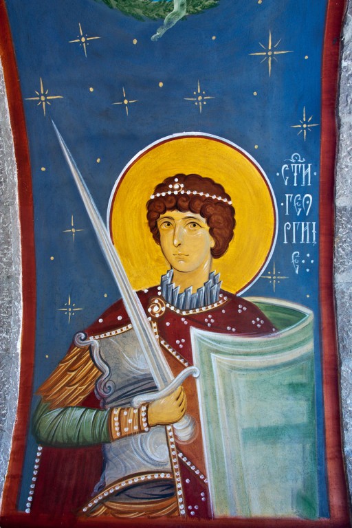 Монастырь Режевичи, Режевичи (Черногория, Прочие страны). архитектурные детали, роспись входа на территорию монастыря