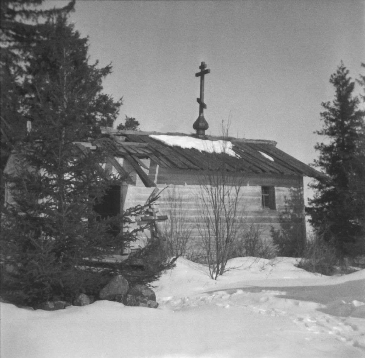 Часовня Параскевы Пятницы, Региматка (Бережная) (Медвежьегорский район, Республика Карелия). архивная фотография, Фото 1944 года из фондов Kansallisarkisto. Автор Lars Pettersson