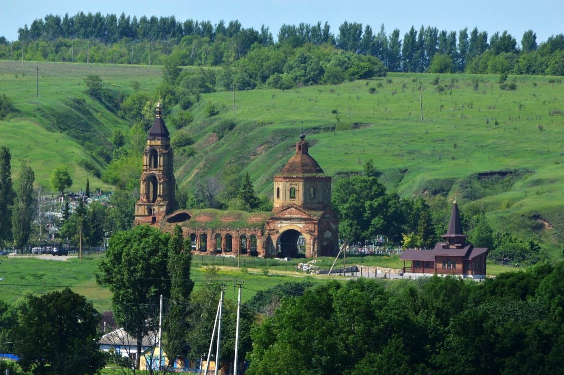 Церковь Иоанна Богослова, Кучугуры (Нижнедевицкий район, Воронежская область). общий вид в ландшафте
