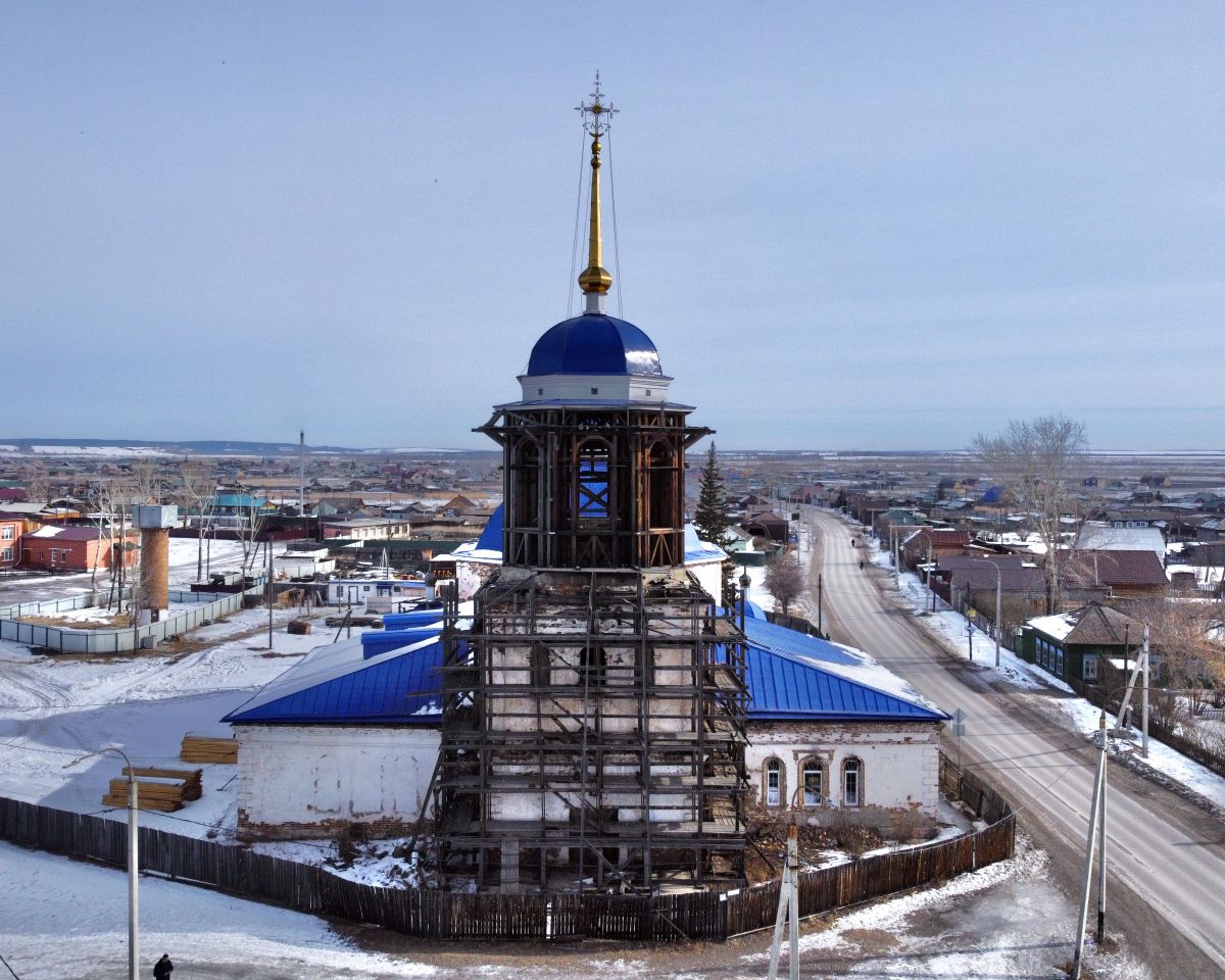 Церковь Успения Пресвятой Богородицы, Оек (Иркутский район, Иркутская область). общий вид в ландшафте, Вид с ЮЗ