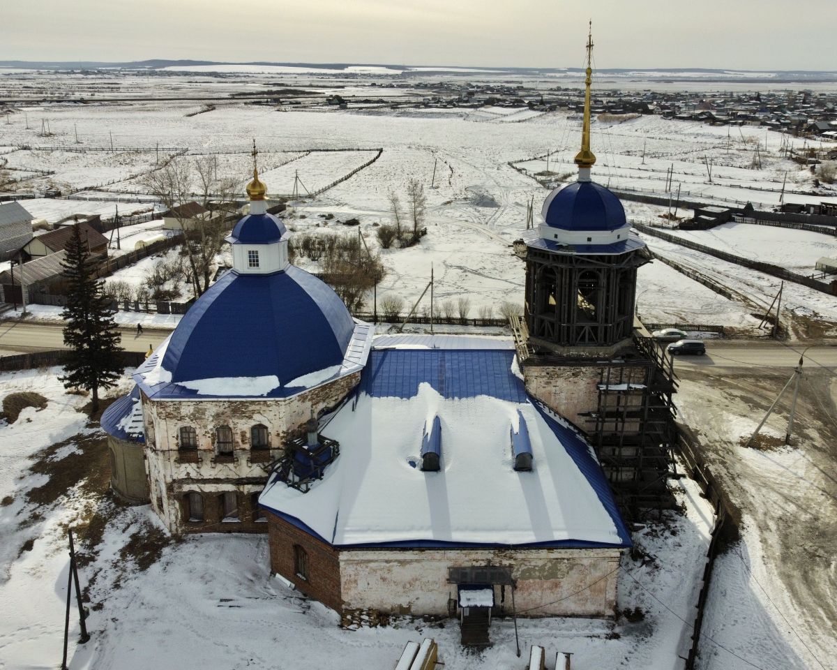 Церковь Успения Пресвятой Богородицы, Оек (Иркутский район, Иркутская область). общий вид в ландшафте, Вид с СЗ