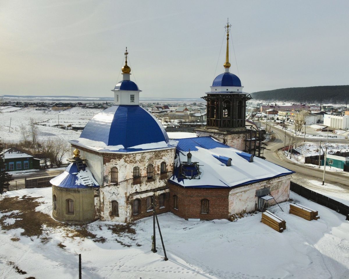 Церковь Успения Пресвятой Богородицы, Оек (Иркутский район, Иркутская область). общий вид в ландшафте, Вид с севера